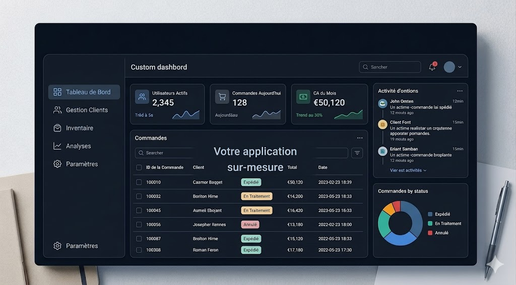 Aperçu d'un back-office développé sur-mesure