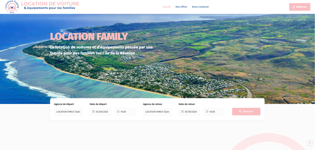 Site internet Location Family — réservation de voitures à La Réunion